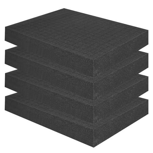 4 Stück Rasterschaumstoff Würfelschaum 400 x 300 x 50 mm - Schaumstoff Zuschnitt Koffereinlage für Werkzeugkoffer Kamerakoffer Transportkoffer, Schaumstoffinlay für Schutzkoffer von KOOJOYCC