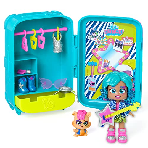 KOOKYLOOS Suzie's Suitcase - Puppenkoffer mit über 14 Modeaccessoires und exklusiver Puppe mit 3 lustigen Ausdrücken. Enthält Kleidung, Accessoires und Schuhe, Kleiderbügel und ein exklusives Haustier von KOOKYLOOS