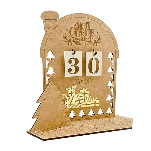 30 Tage Weihnachten Countdown Kalender 2023, Holz Hausform Countdown Kalender, Adventskalender 2023 Kinder DIY Handwerk Kit Geschenke (A) von KOOMAL