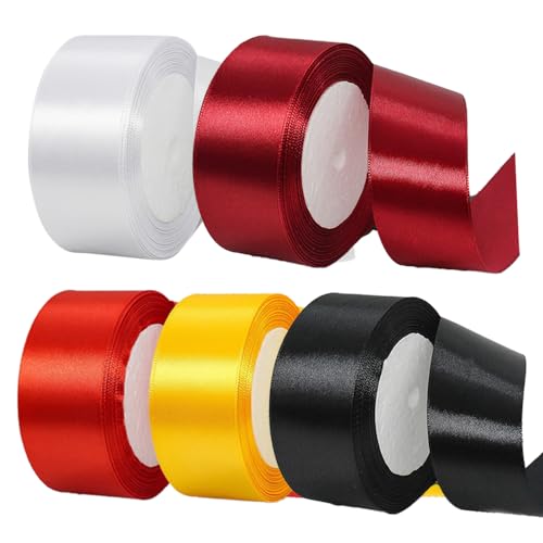 5 Rolls 25 Yards Satin Ribbon, Polyester Gift Wrapping Ribbon for Decoration, DIY Sewing Project, Party Balloon Decoration & Hair Bows Decoration (B) von KOOMAL