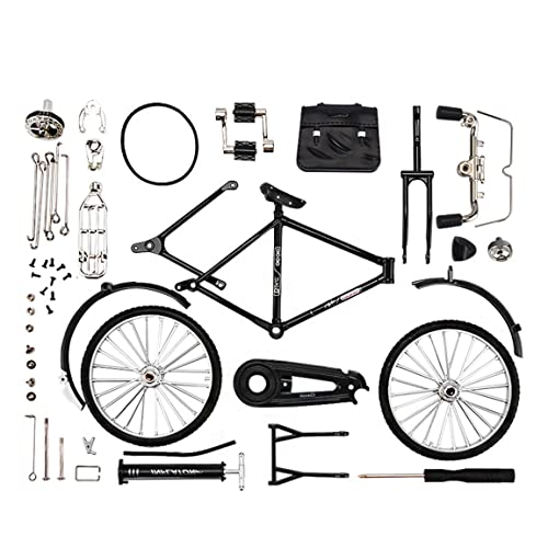 Retro-Fahrradmodell mit Inflator & Aktentasche, 51-teiliges Simulations-Mini-Fahrrad-Modellmodell-Set, 1:8 Legierung, Miniatur-Fahrrad-Spielzeug für Sammlungen, Tischdekoration, Geschenke für Männer von KOOMAL