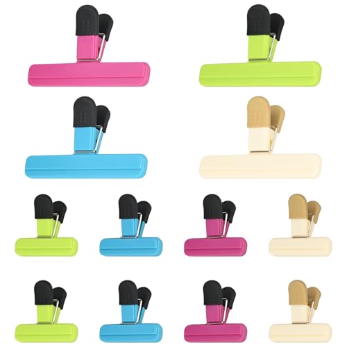 12 Stück Lebensmittel-Clips, Beutelklammern zur Aufbewahrung von Lebensmitteln, wiederverwendbare Kunststoff-Clips zum Verschließen von Gefrierbeuteln, hält Lebensmittel frisch, ideal für Zuhause 12 Stück Lebensmittel-Clips, Beutelklammern zur Aufbewahrung von Lebensmitteln, wiederverwendbare Kunststoff-Clips zum Verschließen von Gefrierbeuteln, hält Lebensmittel frisch, ideal für Zuhause von KOOOGEAR