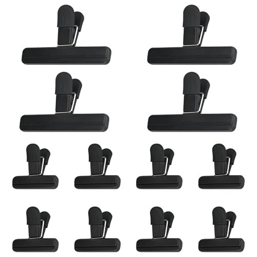 12 Stück Lebensmittel-Clips, Beutelklammern zur Aufbewahrung von Lebensmitteln, wiederverwendbare Kunststoff-Clips zum Verschließen von Gefrierbeuteln, hält Lebensmittel frisch, ideal für Zuhause von KOOOGEAR