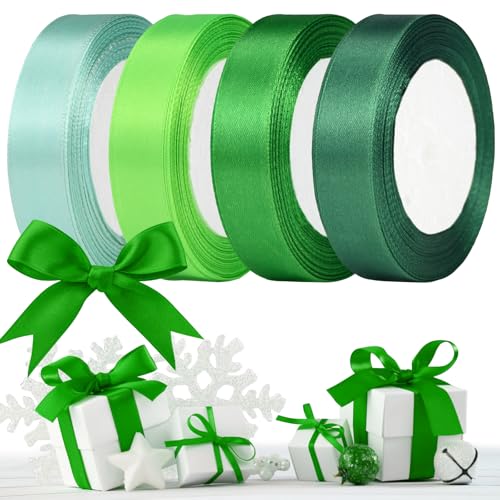 Geschenkband Satinband,20mm Schleifenband,Geschenkband Dekobänder, Hochzeitsbänder, Haarschmuck, Bänder, Geschenkbänder für Valentinstag, Weihnachten, Geburtstage, Hochzeiten, Taufen (4 Rollen Grün) Geschenkband Satinband,20mm Schleifenband,Geschenkband Dekobänder, Hochzeitsbänder, Haarschmuck, Bänder, Geschenkbänder für Valentinstag, Weihnachten, Geburtstage, Hochzeiten, Taufen (4 Rollen Grün) von KOOOGEAR