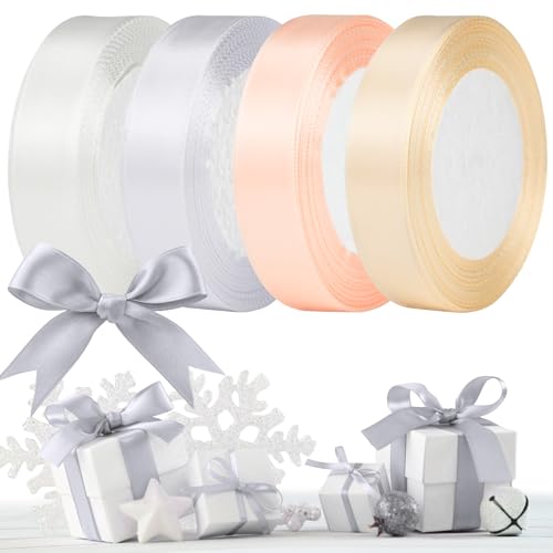 Geschenkband Satinband,20mm Schleifenband,Geschenkband Dekobänder, Hochzeitsbänder, Haarschmuck, Bänder, Geschenkbänder für Valentinstag, Weihnachten, Geburtstage, Hochzeiten, Taufen (4 Rollen Weiß) Geschenkband Satinband,20mm Schleifenband,Geschenkband Dekobänder, Hochzeitsbänder, Haarschmuck, Bänder, Geschenkbänder für Valentinstag, Weihnachten, Geburtstage, Hochzeiten, Taufen (4 Rollen Weiß) von KOOOGEAR