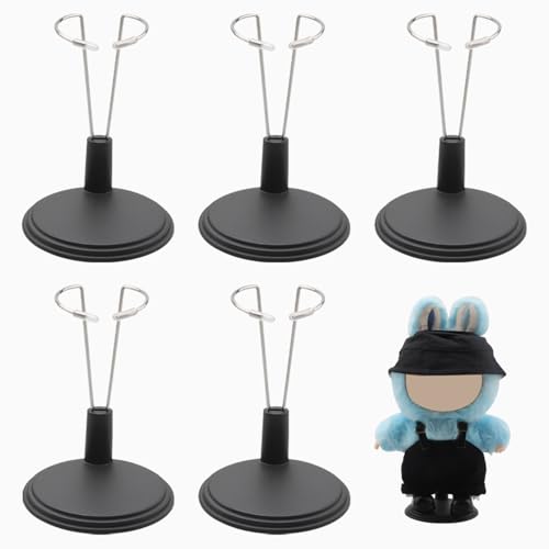5 Stück Puppenständer für Labubu, verstellbarer Puppenständer für 4-8 Zoll Puppen, Figur, Spielzeug, Display Zubehör für Labubu Haus, Bürodekoration (schwarz, keine Puppe) von KOOTAU