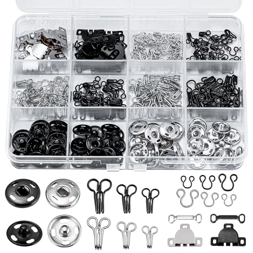 KOPOX 170-teiliges Haken- und Ösen-Nähset mit Kleiderknöpfen, Haken- und Ösenverschlüssen, Stoff-Druckknöpfe, Kleidungs-Druckknöpfe für Röcke, Hosen, Kleider, Kleidung und Bastelarbeiten KOPOX 170-teiliges Haken- und Ösen-Nähset mit Kleiderknöpfen, Haken- und Ösenverschlüssen, Stoff-Druckknöpfe, Kleidungs-Druckknöpfe für Röcke, Hosen, Kleider, Kleidung und Bastelarbeiten von KOPOX