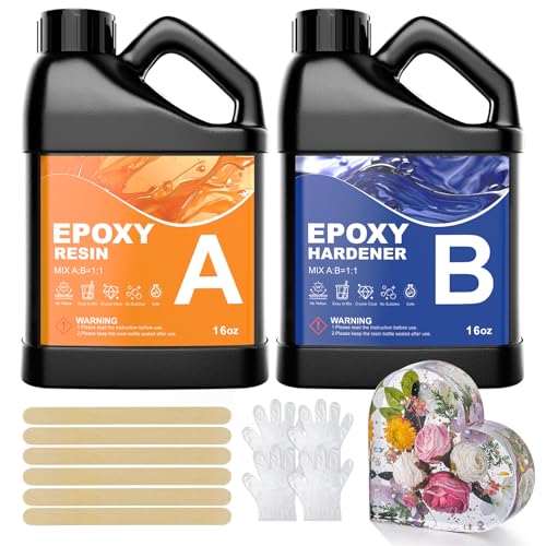 Epoxidharz mit Härter 948ml / 32oz, Hochglanz Epoxidharz Set - 1: 1 Verhältnis Premium Harz Kristallklares Gießharz für Schmuck, Formen, Wohnkultur, Untersetzer, Ornamente Epoxidharz mit Härter 948ml / 32oz, Hochglanz Epoxidharz Set - 1: 1 Verhältnis Premium Harz Kristallklares Gießharz für Schmuck, Formen, Wohnkultur, Untersetzer, Ornamente von KOPOZA
