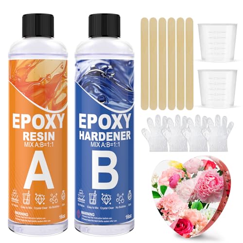 Epoxidharz mit Härter 960ml / 32oz, Hochglanz Epoxidharz Set - 1: 1 Verhältnis Premium Harz Kristallklares Gießharz für Schmuck, Formen, Wohnkultur, Untersetzer, Ornamente Epoxidharz mit Härter 960ml / 32oz, Hochglanz Epoxidharz Set - 1: 1 Verhältnis Premium Harz Kristallklares Gießharz für Schmuck, Formen, Wohnkultur, Untersetzer, Ornamente von KOPOZA