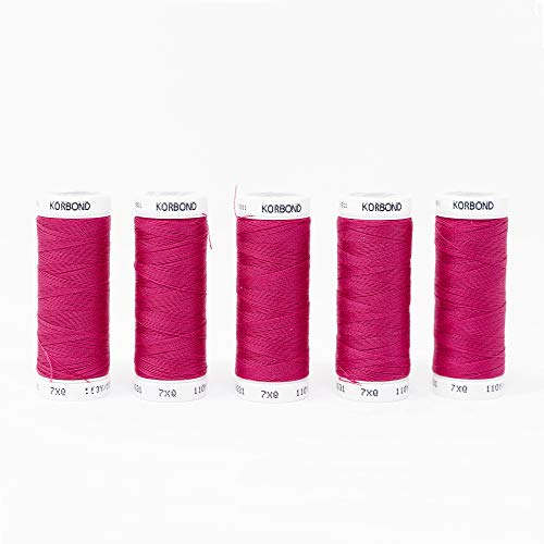 Korbond Polyester-Faden, 500 m, Fuchsia-Rosa Polyestergarn, Baumwolle, Fuschia pink, 500m von KORBOND
