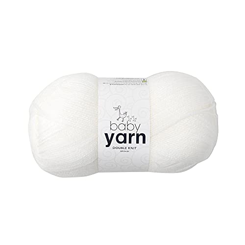 KORBOND Babyweißes Garn - Doppelstrick-Babygarn - 100% Acryl - 100g/290m - Sanft zur Haut - Hypoallergen - Waschbar von KORBOND