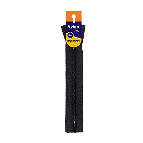 KORBOND Nylon Reißverschluss, 25 cm, Schwarz von KORBOND