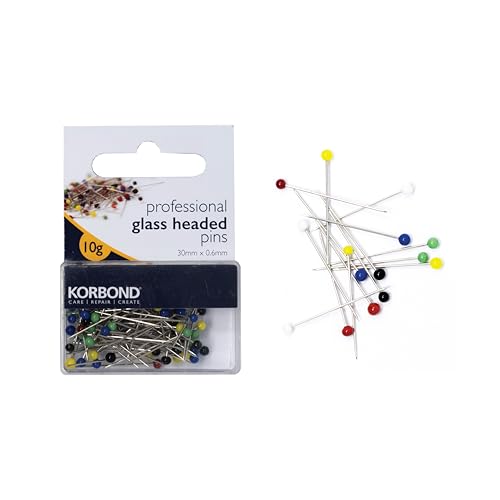 Korbond 10 g Profistecknadeln 30 x 0,6 mm mit Glaskopf-Ca. 100 Stecknadeln im wiederverwendbaren Etui-Ideal zum Quilten, Nähen, Schneidern, Zuschneiden, Applizieren, Basteln, Silver, 10g von KORBOND