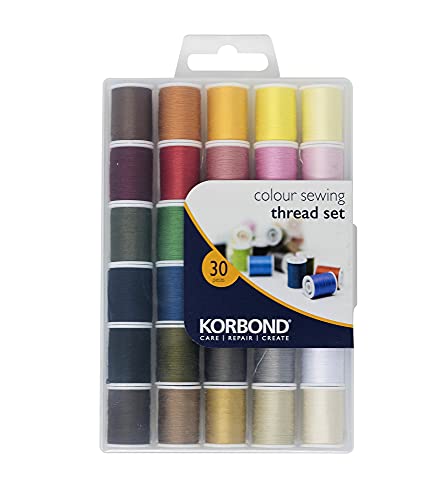 Korbond 30 Rollen Komplettes Nähgarnset - 1350 m - 30 x 45 m Rollen - 30 Farben - Hand- und Maschinennähen, Reparaturen, Basteln von KORBOND