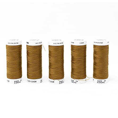 Korbond 500 m langes, braunes Polyester-Garn für Handnähmaschinen – kein Einlaufen – ideal zum Flicken, Schneidern, Quilten, Basteln, Reparaturen und Verschönern, Hellbraun von KORBOND