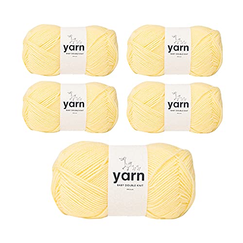 Korbond Baby Doppelgarn, Zitronengelb, extra weich, 5 x 100 g, Knäuel aus Acrylwolle – Stricken oder Häkeln – hypoallergen (500 g/1450 m), 500 g, 180085_5 von KORBOND