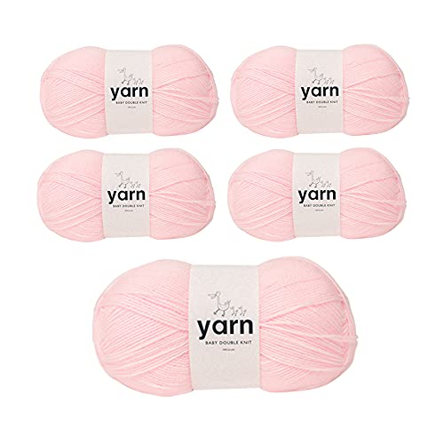 Korbond Baby-Garn, Großpackung (Babyrosa) – enthält 5 x 100 g Knäuel DK-Acryl, leicht, hypoallergen und langlebig (500 g/1450 m insgesamt) von KORBOND