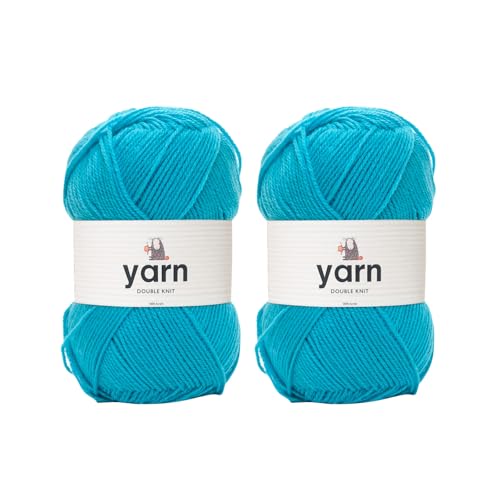 Korbond Garn, Türkis, 2 x 100 g Acrylwolle, leicht, hypoallergen und langlebig, Doppelstrick-Häkelgarn, Strickwolle von KORBOND
