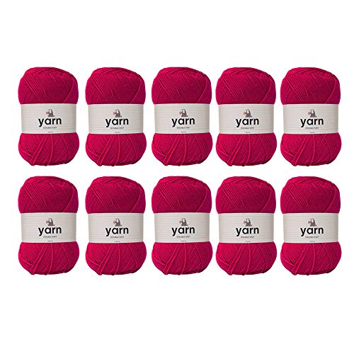 Korbond Garn-Großpackung-Set (helles Rosa) – enthält 10 x 100 g Knäuel DK Acrylgarn – leichtes, hypoallergen und langlebiges Garn (1000 g/2900 m insgesamt) von KORBOND