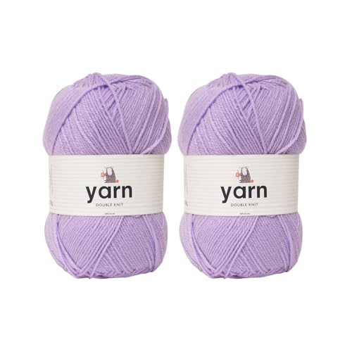Korbond Garn – Flieder – 2 x 100 g Acrylwolle – leicht, hypoallergen und langlebig, Doppelstrick-Häkelgarn, Strickwolle von KORBOND