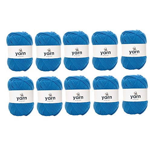 Korbond Garn Großpackung (blau) – enthält 10 x 100 g Knäuel DK Acrylgarn – leicht, hypoallergen und langlebig (1000 g/2900 m insgesamt) von KORBOND