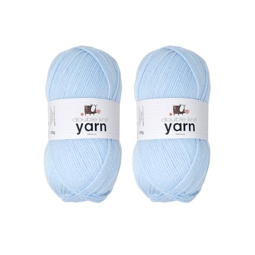 Korbond Garn – Hellblau – 2 x 100 g Acrylwolle – leicht, hypoallergen und langlebig, Doppelstrick-Häkelgarn, Strickwolle Korbond Garn – Hellblau – 2 x 100 g Acrylwolle – leicht, hypoallergen und langlebig, Doppelstrick-Häkelgarn, Strickwolle von KORBOND