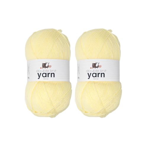 Korbond Garn – Hellgelb – 2 x 100 g Acrylwolle – leicht, hypoallergen und langlebig, Doppelstrick-Häkelgarn, Strickwolle Korbond Garn – Hellgelb – 2 x 100 g Acrylwolle – leicht, hypoallergen und langlebig, Doppelstrick-Häkelgarn, Strickwolle von KORBOND
