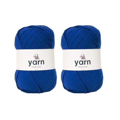 Korbond Garn – Königsblau – 2 x 100 g Acrylwolle – leicht, hypoallergen und langlebig, Doppelstrick-Häkelgarn, Strickwolle von KORBOND