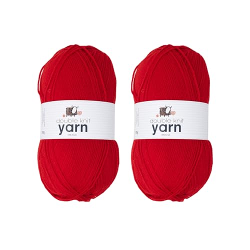 Korbond Garn – Scarlett Red – 2 x 100 g Acrylwolle – leicht, hypoallergen und langlebig, Doppelstrick-Häkelgarn, Strickwolle Korbond Garn – Scarlett Red – 2 x 100 g Acrylwolle – leicht, hypoallergen und langlebig, Doppelstrick-Häkelgarn, Strickwolle von KORBOND
