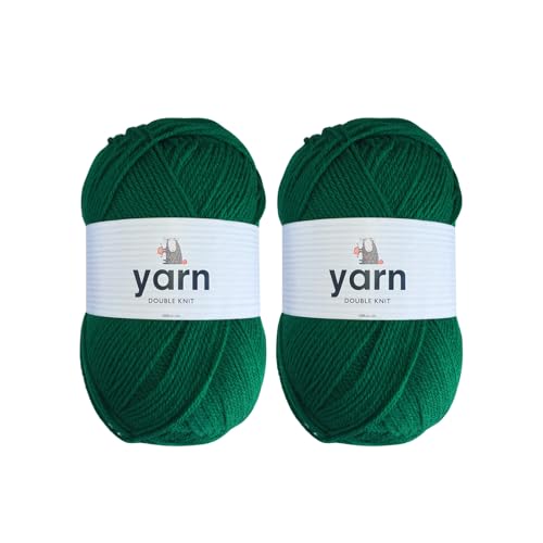 Korbond Garn Smaragdgrün – 2 x 100 g Acrylwolle – leicht, hypoallergen und langlebig, Doppelstrick-Häkelgarn, Strickwolle von KORBOND