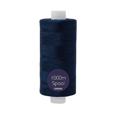 Korbond Nähgarn, 1000 m, Polyester, beschichtet, marineblau, zum Nähen, Nähen und Quilten Korbond Nähgarn, 1000 m, Polyester, beschichtet, marineblau, zum Nähen, Nähen und Quilten von KORBOND