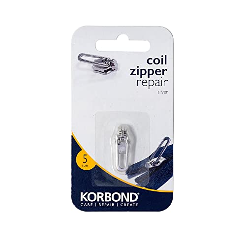 Korbond Reißverschluss-Reparatur-Set – Größe 5 – Silberner Reißverschluss – Instant & Easy Zip Ersatz-Set von KORBOND