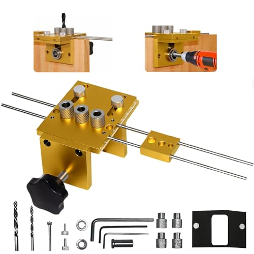 Bohrschablone Set 8/10/15mm, Bohrlehre mit Führungsschiene und Fixierblock, Positionierungsclip, Bohrschablone Dübelhilfe 3 in 1, Tragbar Doweling Jig, Bohrhilfe für Möbelbau, Heimwerker und Tischler Bohrschablone Set 8/10/15mm, Bohrlehre mit Führungsschiene und Fixierblock, Positionierungsclip, Bohrschablone Dübelhilfe 3 in 1, Tragbar Doweling Jig, Bohrhilfe für Möbelbau, Heimwerker und Tischler von KORERPALL