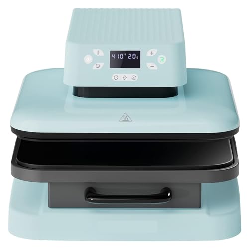 KOROBIE Heißpressmaschine, 15 x 15 Zoll automatische Transferpresse, automatischer Druck, for Aufbüln auf HTV-Vinyl, Sublimation for T-Shirt, 1500 W(Light Blue) von KOROBIE