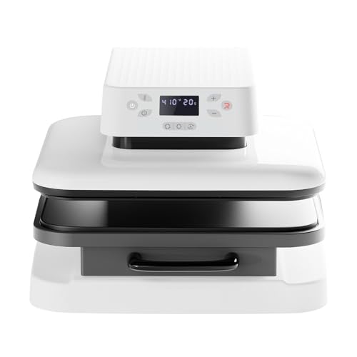 KOROBIE Heißpressmaschine, 15 x 15 Zoll automatische Transferpresse, automatischer Druck, for Aufbüln auf HTV-Vinyl, Sublimation for T-Shirt, 1500 W(White) von KOROBIE