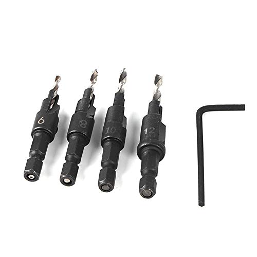 KOSDFOGE Hex Shank HSS Drill Bits Fast Change #6#8#10#12 Countersink Woodworking Tool for Drilling Workpieces von KOSDFOGE