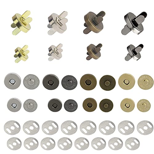 KOSHIFU 40 Stück Magnetknöpfe für Taschen Magnetverschluss 14mm und 18mm Magnetische Knöpfe Druckknöpfe für Handtaschen Kleidung ohne Nähen (Silber und Bronze) von KOSHIFU