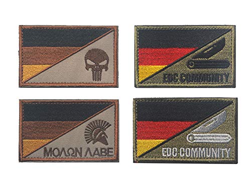 Patches Klett Stickerei Aufnäher Klettbänder Deutschland Militär Aufkleber Abzeichen für Rucksacke 4 pcs (4 PCS) von KOSSJAA