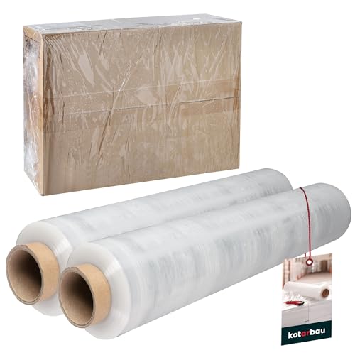 KOTARBAU® 2 Rollen Wickelfolie Stretchfolie 2,6 kg | L 350 m B 50 cm | Strechfolienrolle Transparent Stretchfolie Folie Verpackungsfolie Umzugsfolie für Möbel Packfolien Stretch Film von KOTARBAU