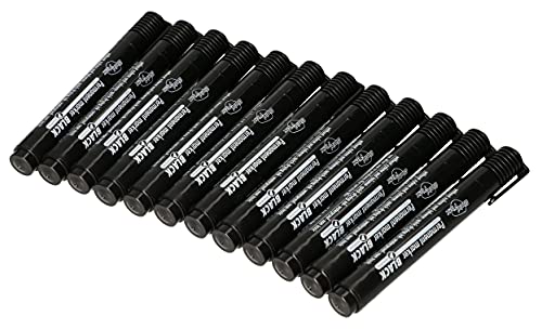 KOTARBAU® Permanent Marker Satz 12 Stk. Schwarz Runde Spitze Wasserferster Stift von KOTARBAU