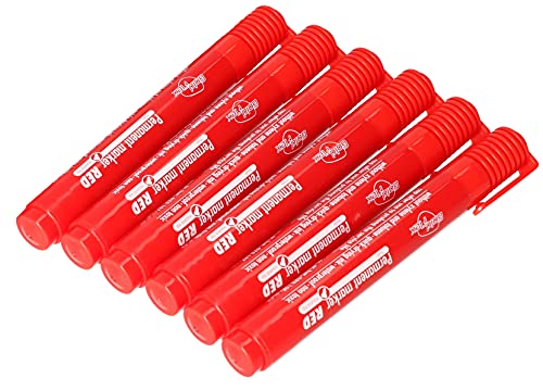 KOTARBAU® Permanent Marker Satz 6 Stk. Rot Runde Spitze Wasserferster Stift von KOTARBAU