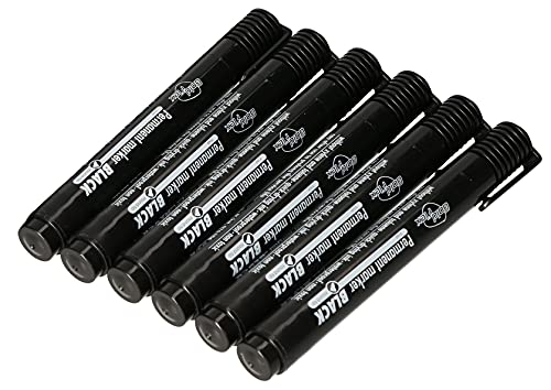 KOTARBAU® Permanent Marker Satz 6 Stk. Schwarz Runde Spitze Wasserferster Stift von KOTARBAU