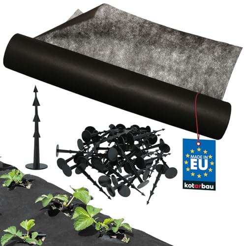KOTARBAU® Unkrautvlies - 1,6 x 100 m - Unkrautflies für Garten - 70 g/m² PP Schwarz - Erdanker - Unkrautvlies Wasserdurchlässig - Gartenvlies von KOTARBAU