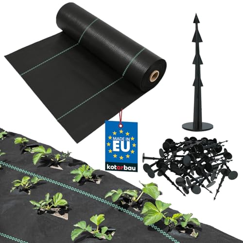 KOTARBAU® Unkrautvlies - 70 g/m² - Unkrautflies für Garten - 3,2 x 100 m - mit Erdanker - Schwarz - PP - Gartenvlies - Unkrautvlies Wasserdurchlässig - Unkrautfolie Wasserdurchlässig von KOTARBAU