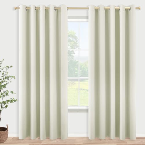 KOUFALL Beige Verdunkelungsvorhänge 183 x 213 cm Länge für Schlafzimmer von KOUFALL