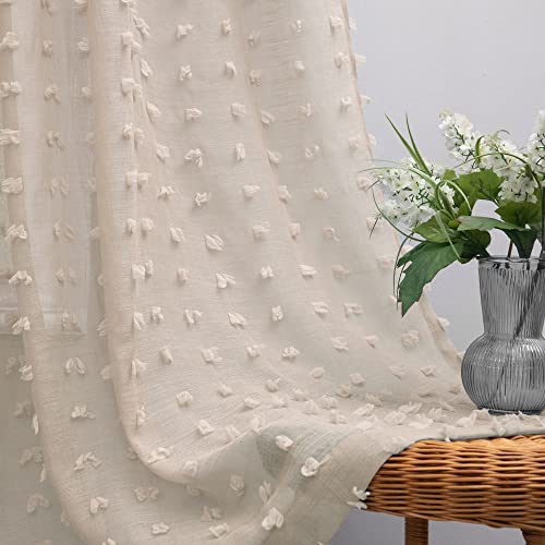 Koufall Durchscheinende Vorhänge, niedlich, für Schlafzimmer, rückseitige Stangenschlaufen, Boho-Stil, Erdton, neutral, für Kinderzimmer, 2 Bahnen, 160 cm, braun (Taupe) Koufall Durchscheinende Vorhänge, niedlich, für Schlafzimmer, rückseitige Stangenschlaufen, Boho-Stil, Erdton, neutral, für Kinderzimmer, 2 Bahnen, 160 cm, braun (Taupe) von KOUFALL