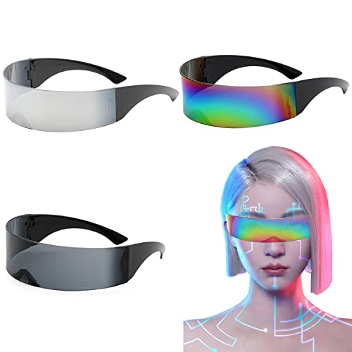 KOUHA Futuristische Sonnenbrille Schnelle Brille Rave 3 Stück Futuristische Brille Space Brille Alien Brillen Set Fun Glasses für Rollenspiel Halloween Party Cosplay KOUHA Futuristische Sonnenbrille Schnelle Brille Rave 3 Stück Futuristische Brille Space Brille Alien Brillen Set Fun Glasses für Rollenspiel Halloween Party Cosplay von KOUHA