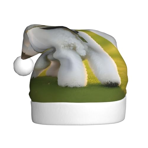 KOUUIP Bichon Frisé-Hund auf dem Gras, Weihnachtsmannmütze, lustige Plüsch-Weihnachtsmütze für Erwachsene, Weihnachtsfeier, Gastgeschenke KOUUIP Bichon Frisé-Hund auf dem Gras, Weihnachtsmannmütze, lustige Plüsch-Weihnachtsmütze für Erwachsene, Weihnachtsfeier, Gastgeschenke von KOUUIP
