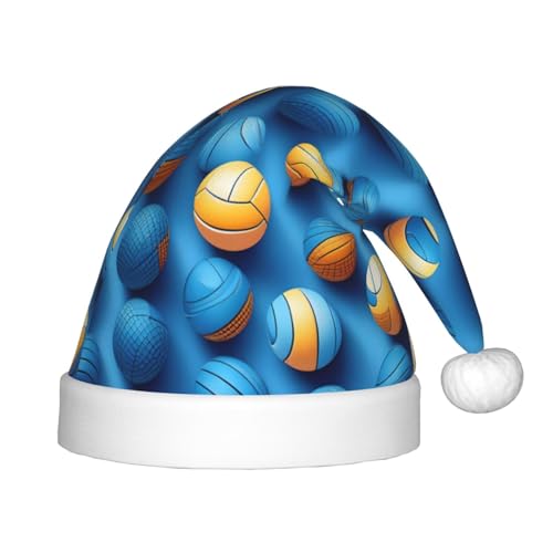 KOUUIP Blauer Volleyball-Druck, Weihnachtsmütze für Erwachsene, Weihnachtsmannmützen für Weihnachten, Neujahr, Partyzubehör KOUUIP Blauer Volleyball-Druck, Weihnachtsmütze für Erwachsene, Weihnachtsmannmützen für Weihnachten, Neujahr, Partyzubehör von KOUUIP