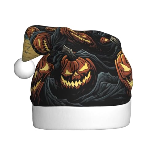 KOUUIP Halloween-Cartoon-Druck, Weihnachtsmütze, lustige Plüsch-Weihnachtsmützen für Erwachsene, Weihnachtsmützen, Partygeschenke KOUUIP Halloween-Cartoon-Druck, Weihnachtsmütze, lustige Plüsch-Weihnachtsmützen für Erwachsene, Weihnachtsmützen, Partygeschenke von KOUUIP